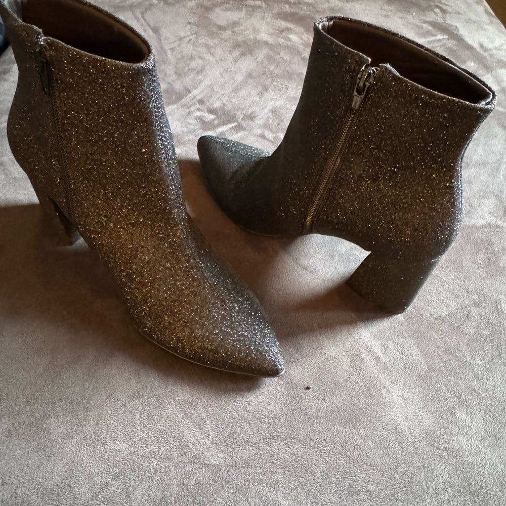 Glittery Silver Ankle Boots